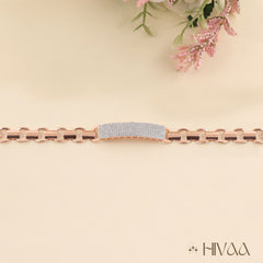 Modern Rose Gold Pave Diamond-Look Men’s Bracelet