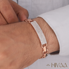Modern Rose Gold Pave Diamond-Look Men’s Bracelet