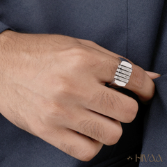 Bold Striped Design Men's Statement Ring