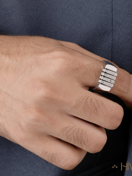 Bold Striped Design Men's Statement Ring