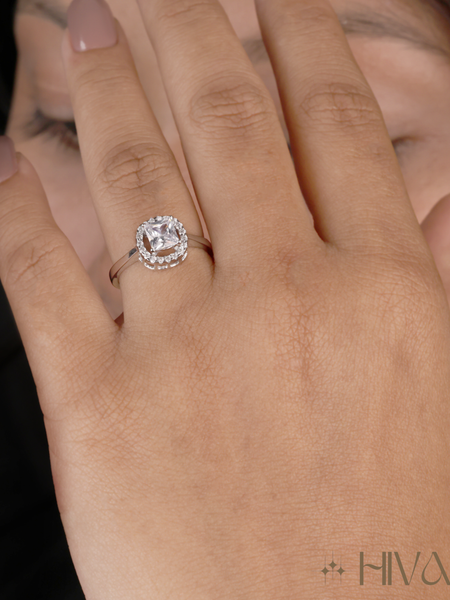 Dazzling Square Halo Ring With Brilliance