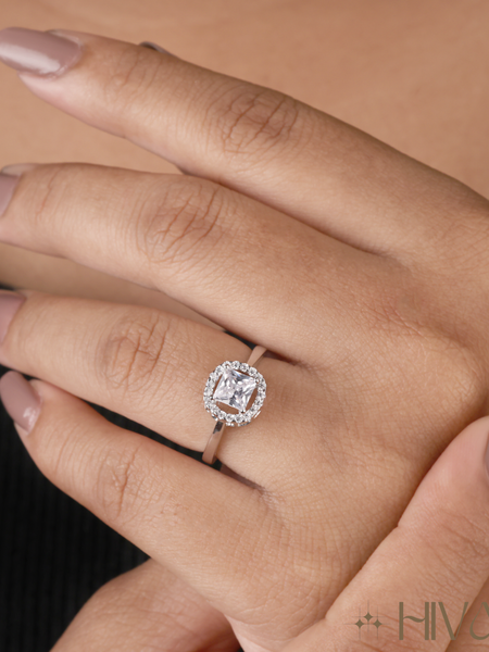 Dazzling Square Halo Ring With Brilliance