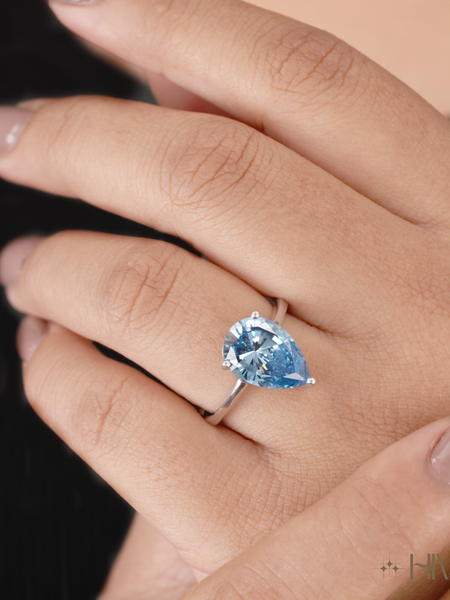 Pear Cut Blue Topaz Solitaire in White Gold
