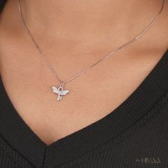 Key to the Heart Charm Necklace In White Diamond