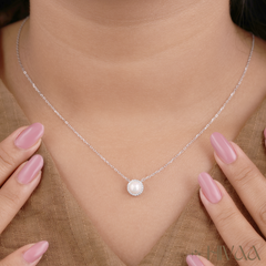 Classic Round Pearl & Diamond Simulant Necklace