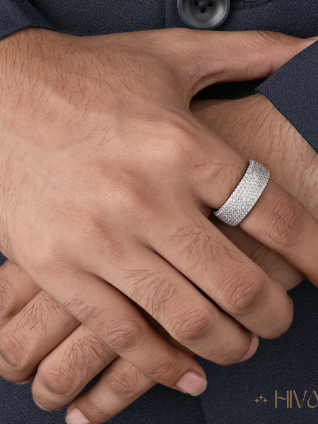 Refined Wide Band Diamond Stylist Ring
