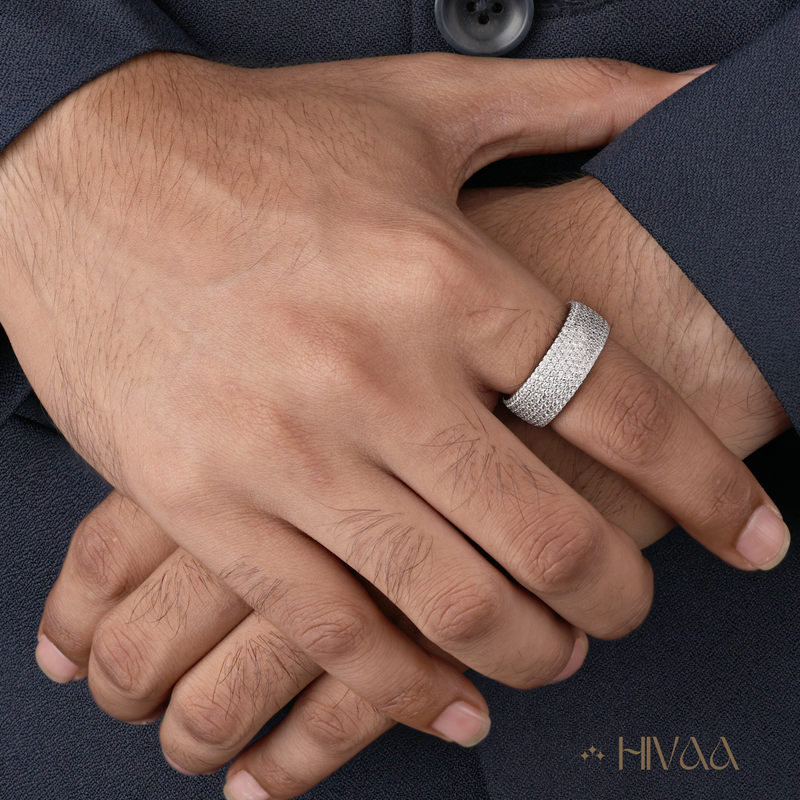 Refined Wide Band Diamond Stylist Ring