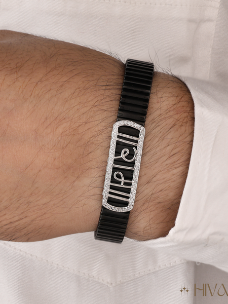 Stylish Black Hope Charm Bracelet In 