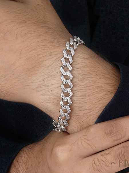 Diamond Encrusted Cuban Link Bracelet For Men