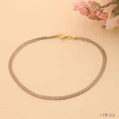 Italian Tri-Color Silver Mesh Anklet