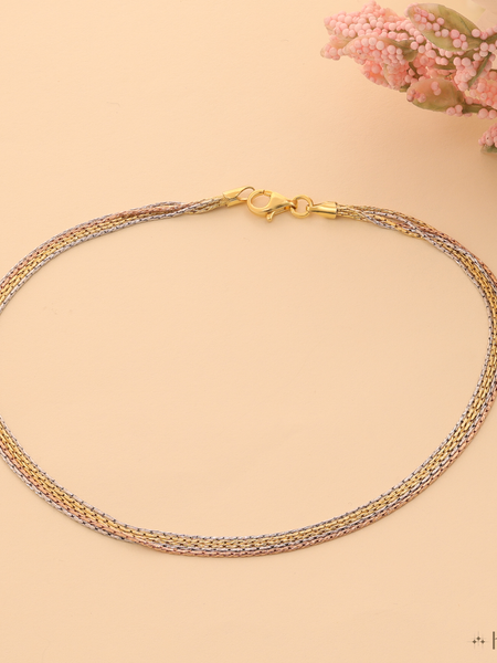 Italian Tri-Color Silver Mesh Anklet