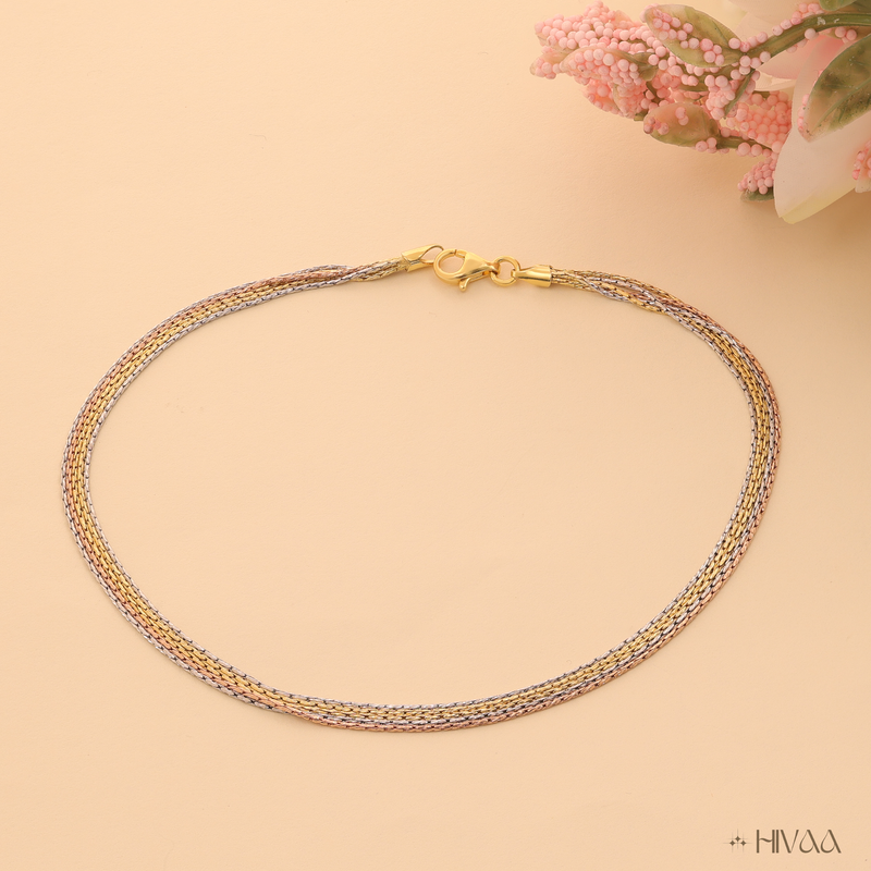 Italian Tri-Color Silver Mesh Anklet