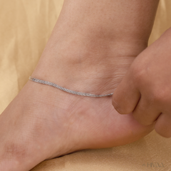 Sterling Silver Three-Row Chain Anklet