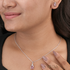 Charming Pink Stone Sparkling Pendant Set