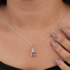 Charming Pink Stone Sparkling Pendant Set
