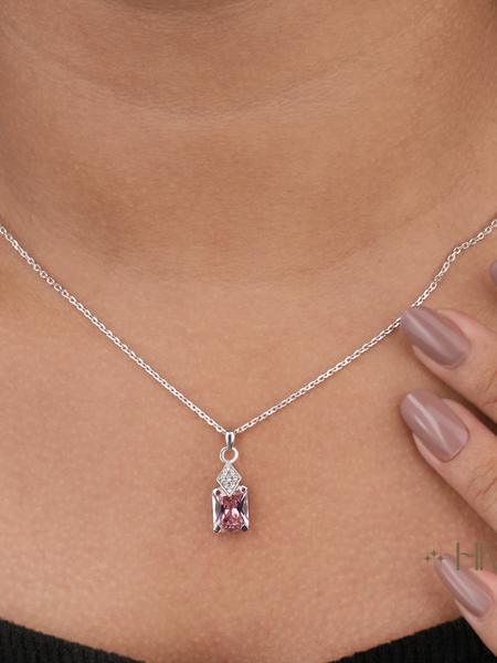 Charming Pink Stone Sparkling Pendant Set
