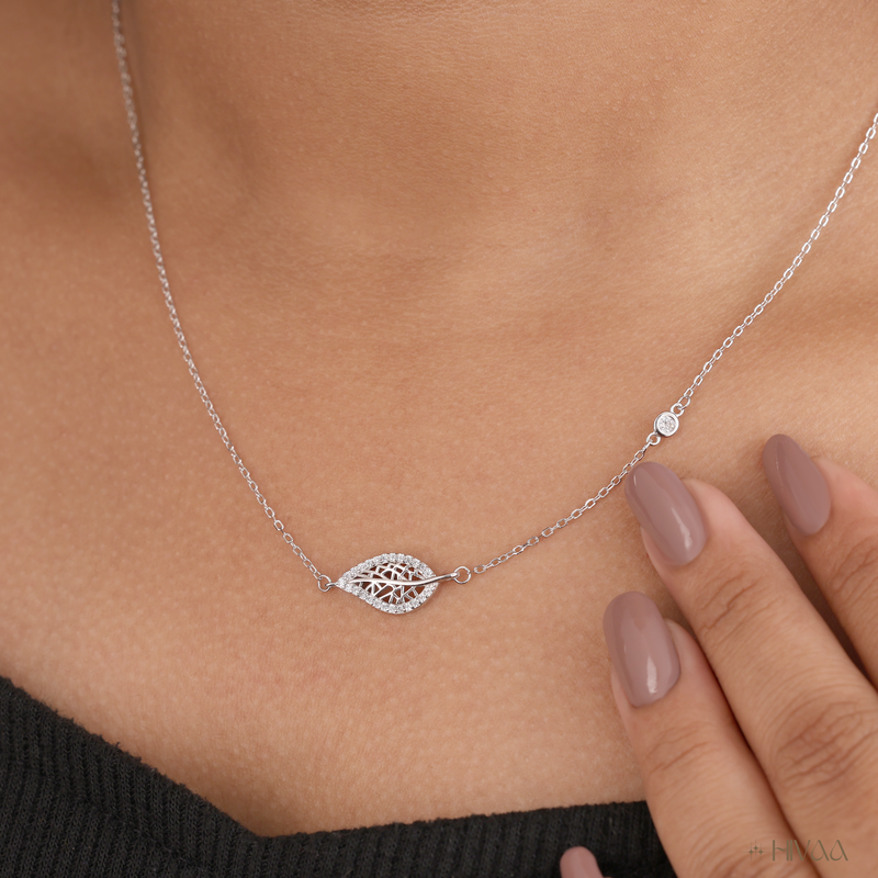 The Delicate Diamond Skeleton Leaf Necklace