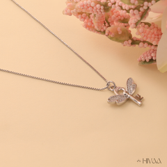 Key to the Heart Charm Necklace In White Diamond