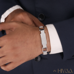 Architectural Statement Pave White Diamond Silver Bracelet