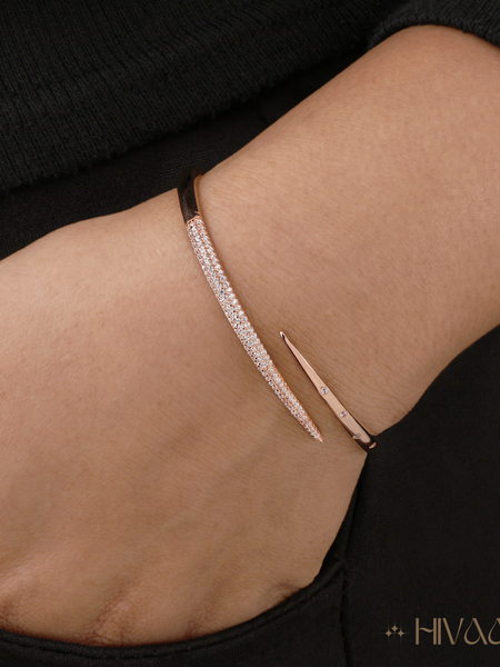 Gleaming Rose Gold Curve Style Bracelet