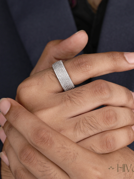 Refined Wide Band Diamond Stylist Ring