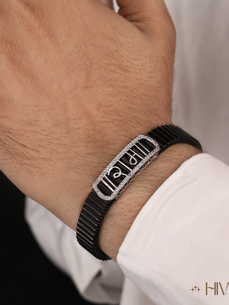 Stylish Black Hope Charm Bracelet In 