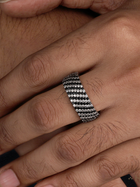 Black & White Diamond Band Ring