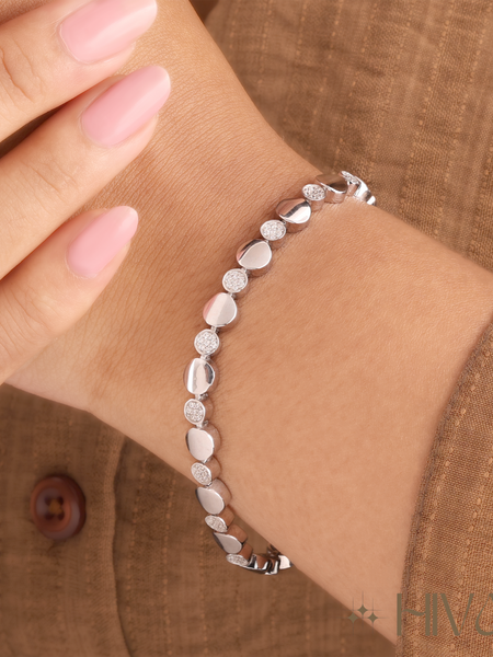 Premium Silver-Tone Disc Link Bracelet for Women