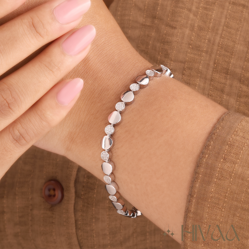 Premium Silver-Tone Disc Link Bracelet for Women