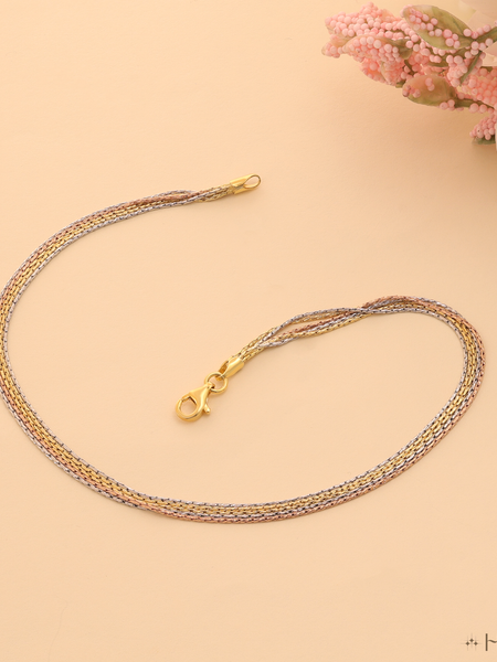 Italian Tri-Color Silver Mesh Anklet