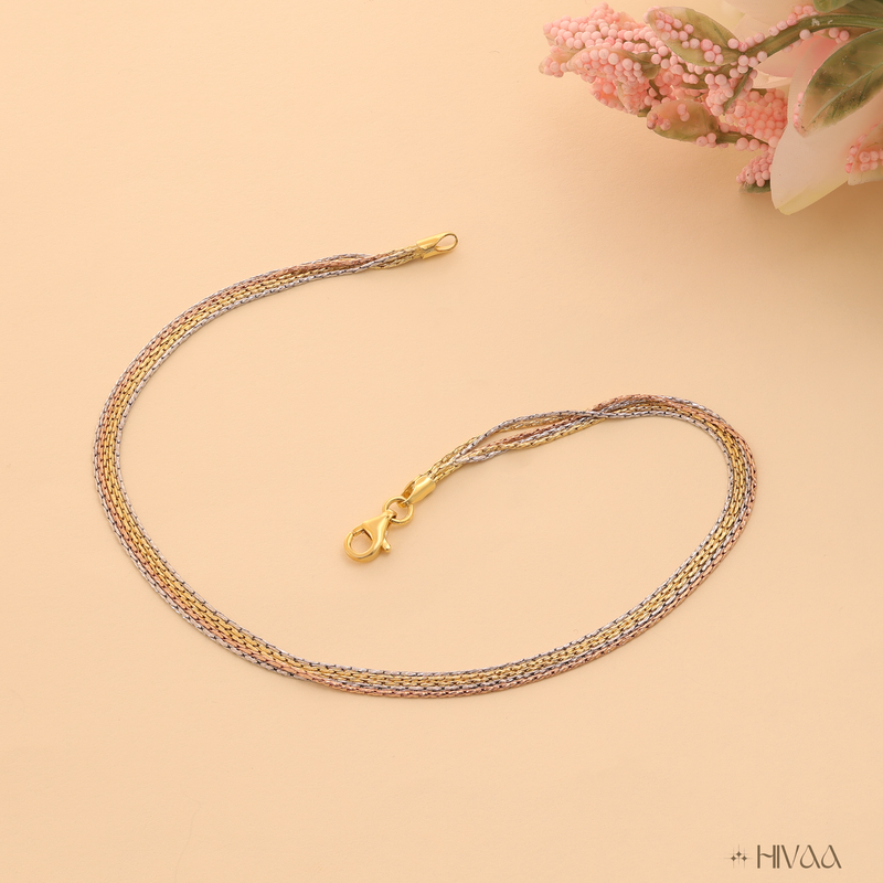 Italian Tri-Color Silver Mesh Anklet