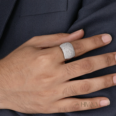 Wide Band Pave Diamond Statement Ring