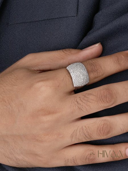Wide Band Pave Diamond Statement Ring