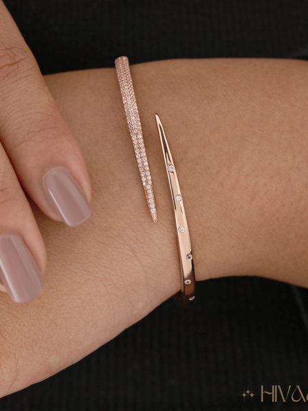Gleaming Rose Gold Curve Style Bracelet