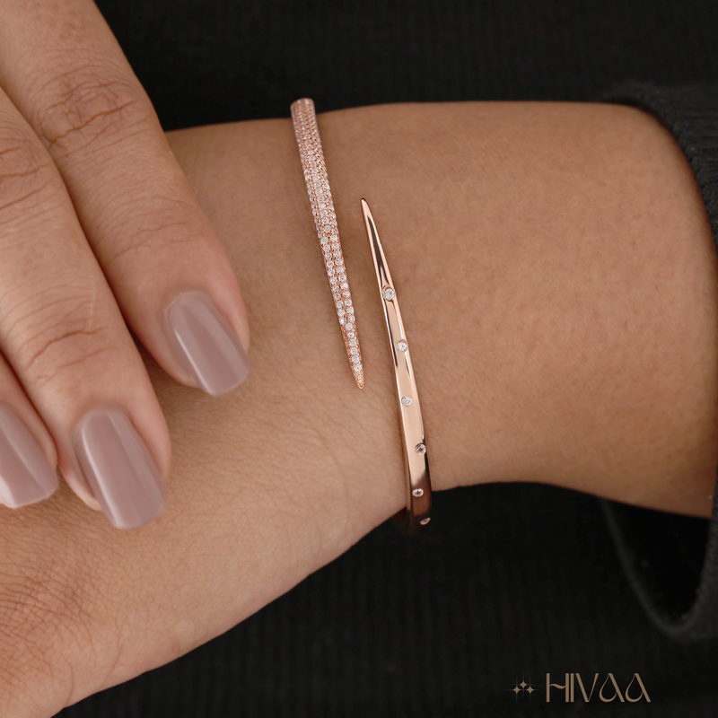 Gleaming Rose Gold Curve Style Bracelet