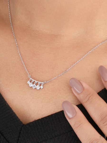 Dainty Pave Diamond/Cubic Zirconia Drop Necklace