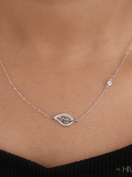 The Delicate Diamond Skeleton Leaf Necklace