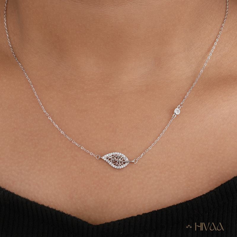 The Delicate Diamond Skeleton Leaf Necklace