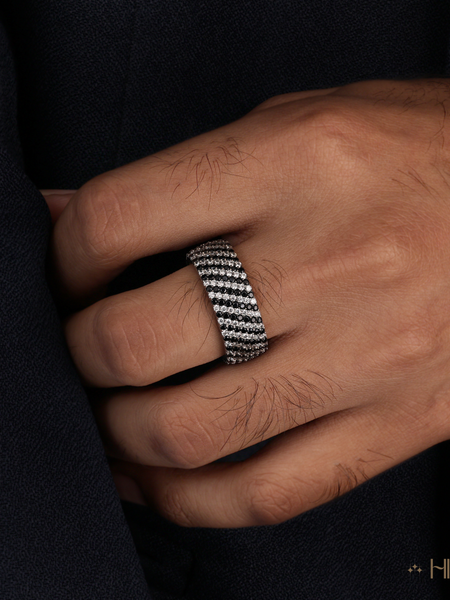 Black & White Diamond Band Ring