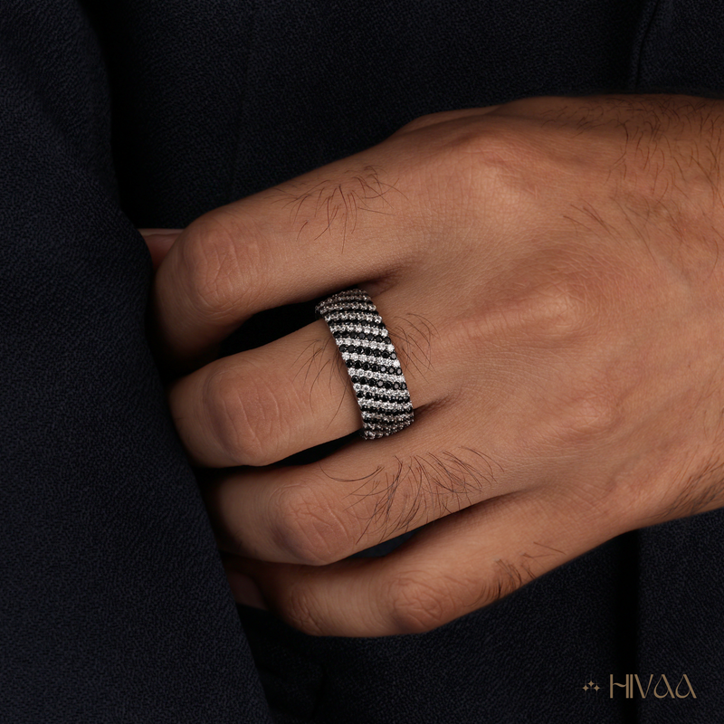 Black & White Diamond Band Ring