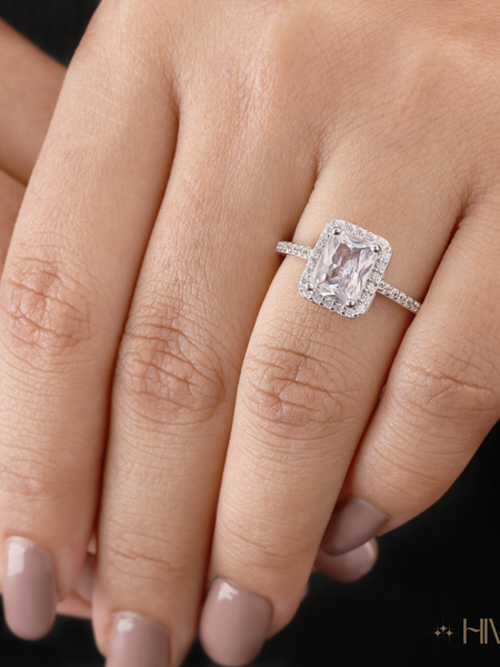 Sparkling Halo Princess Cut Ring
