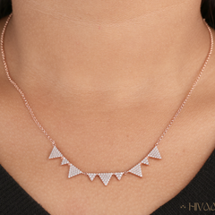 Rose Gold Plated Triangle Necklace and Dangle Earring Set