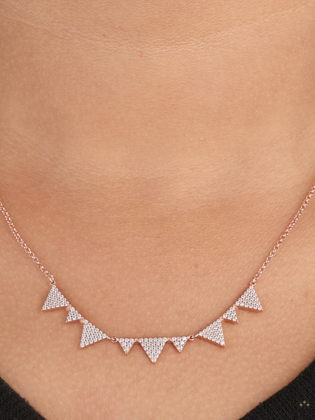 Rose Gold Plated Triangle Necklace and Dangle Earring Set