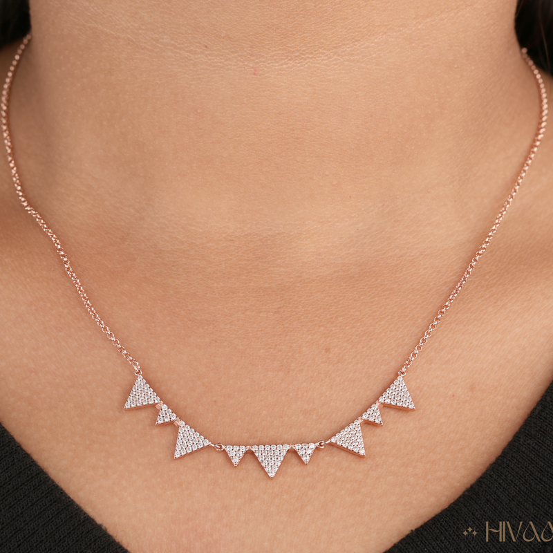 Rose Gold Plated Triangle Necklace and Dangle Earring Set