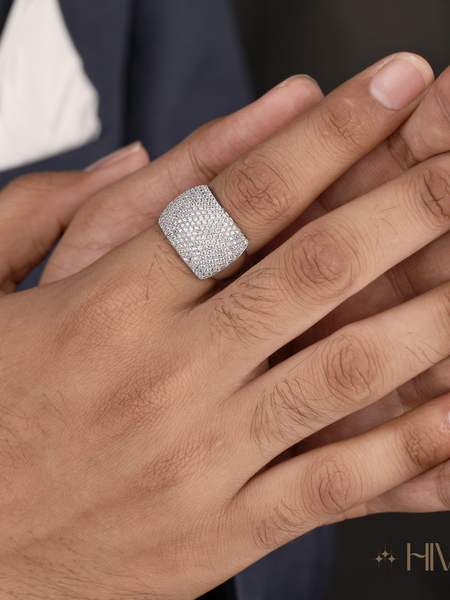 Wide Band Pave Diamond Statement Ring
