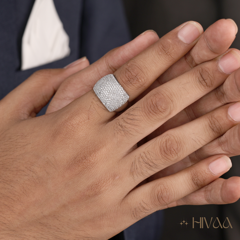 Wide Band Pave Diamond Statement Ring
