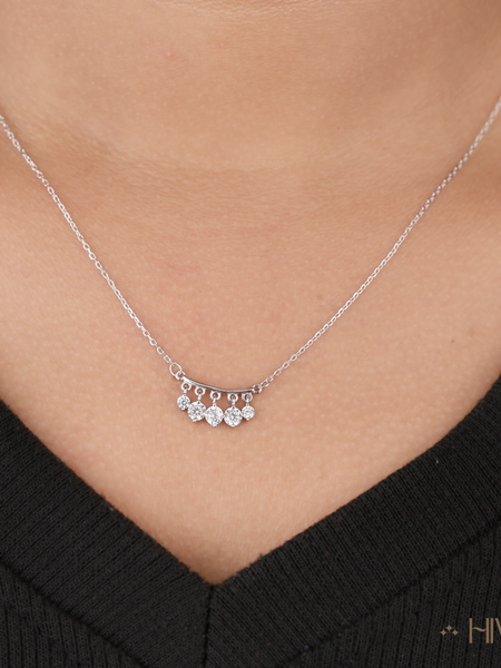 Dainty Pave Diamond/Cubic Zirconia Drop Necklace