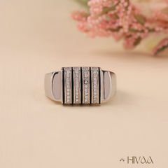 Bold Striped Design Men's Statement Ring