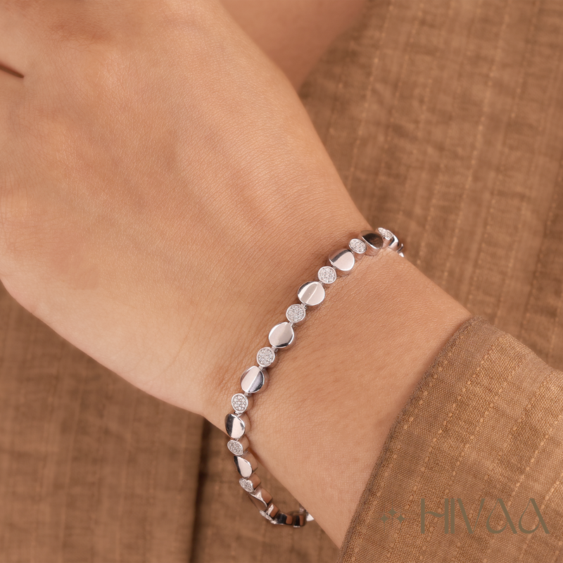 Premium Silver-Tone Disc Link Bracelet for Women
