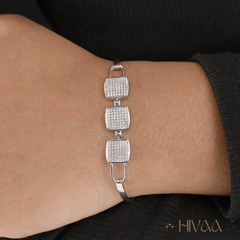 Modern Square Link Three Piece Bracelet